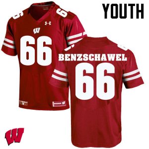 Youth Wisconsin Badgers NCAA #66 Beau Benzschawel Red Authentic Under Armour Stitched College Football Jersey SE31K65TG